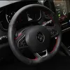 Renault Koleos KADJAR Modifikasyon Aksesuarları için DIY Custom Made İmitasyon Şeftali Ahşap İç Deri Direksiyon Kapağı