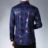 MIACAWOR Business Casual Shirts Men Fashion Print Slim Fit Dress Shirt Long Sleeve Camisa Masculina Plus Size Clothes C457 210721