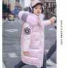 ロシアの冬のダウンジャケット防水光沢のある暖かいコート5-14年十代の少女Parka Snowsuit Boys 211222