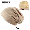 WEOOAR réglable doublé de Satin Bonnet pour femmes hommes soie Satin chapeau cheveux nuit pour dormir casquette coton Bonnet capuche MZ226 2201248215356