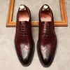Talla grande EUR45 Negro / Marrón / Vino Rojo Oxfords Zapatos de negocios Cuero genuino Zapatos de boda para hombre Zapatos sociales