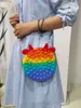US Stock Rainbow Macaroon Fidget Bubble Chain Bag Purses Kids Boy Girls Novel Cool Design Crossbody Fanny Pack Push Pop Sensory Puzzle Toys Early Leaning Education