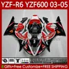 OEM Fairings For YAMAHA Santander red blk YZF-R6 YZF R 6 600 CC YZF600 YZFR6 03 04 05 Body 95No.20 YZF R6 600CC 2003 2004 2005 Cowling YZF-600 03-05 Motorcycle Bodywork Kit