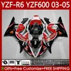 ヤマハサンタンデールレッドBLK YZF-R6 yzf R 6 600 CC YZF600 YZFR6 03 04 05ボディ95NO.20 YZF R6 600CC 2003 2005カウリングYZF-600 03-05オートバイボディワークキット