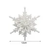 Décorations de Noël 4 pièces flocons de neige pendentif blanc 3D efficace en plastique ornements suspendus décoratifs pour la fête