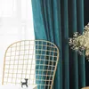 Cortinas cortinas nórdicas simples cortinas de ventana de color sólido de lujo verde oliva terciopelo para dormitorio y sala de estar