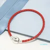 Pulsera de cuero trenzado rojo Juegos de caja original para 925 Silver Luxury Designer Jewelry Women Women Pulseras 8626063