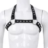 Bras Sets Mens Harness Adjustable Flexible Faux Leather X Shape Back Body Chest Half Belt With Metal O-Rings Cosplay Club Costumes273H
