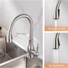 Zwart Pull Out Keukengootsteen Kraan Enkele Handvat Chrome Taps Keuken Tap 360 Swivel Water Mixer Tap Single Hole Water Mixer Taps 210724