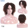 Perruques synthétiques 14 pouces 190 g/pc cheveux tressés Dreadlock perruque pour hommes noirs femmes naturel Ombre Dreadlocks fête