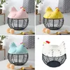 Metal Wire Basket with Ceramic Hens Cover Fruit Egg Holder Decorative Kitchen Storage s for Household Items DFK889 210609