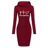 Sweats à capuche pour femmes Sweatshirts Femmes Sweat à capuche long Casual Print Sweat à capuche Automne Hiver Pocket Sleeve Pullover Dress Femme Vêtements Dro