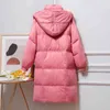 Inverno Donna Lungo Parka Moda Spessa Cappotto caldo con cappuccio Giacca imbottita in cotone solido femminile Streetwear Cappotti da donna 210515