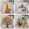 CushionDecorative Pillow Vintage Music Note Pillowcase Decor Guitar Microphone Violin Printed Case For Home Sofa Soft Plush Cushi6518580