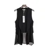 Asymmetri Vit Sommar Lång Chiffon Västar För Kvinnor Koreansk Fashion Ärmlös Cardigan Kvinna Vest Waistcoat Black Jacket Coat 210915