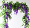 7ft 2m wedding party decroation window Flower String Artificial Wisteria Vine Garland Plants Foliage Outdoor Home Trailing Flower Fake Hanging Wall Decor