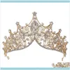 Cabelos jóias clipes barrettes acrddk handmade shinestone cristal tiara dourado coroa de casamento para mulheres jóias de faixa de noiva Aessor