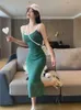 y2k long bodycon dress with slit sexy sleeveless midi women summer green sling high waist 210604