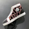 Ny lyx Casual Spikes Skor Studded Fashion Red Suede Läder Mens Sneaker Kvinnor Plattbottnar Sko Party Lovers Toppkvalitetstorlek 36-45 US13 US14 med låda