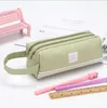 Bärbar penna väska Stor kapacitet Dual Zipper Brevpapper Arrangör Förvaring Påse Pennväska Kosmetiska Väskor Till Kontor Kvinnor
