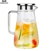 Cold Water Kettle Teapot Glass Pitcher Jug Juice Tea Carafe Large Bottle With Stainless Steel Lid Kitchen Accessories 211122