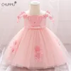 Toddler Girls Lace Dress Infant Princess Baby Christening Baptism Clothes Tutu Birthday Party for 210508