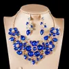 Crystal Verklaring Ketting Oorbellen Retro Indiase Bruids Sieraden Sets Vrouwen Feest Bruiloft Kostuum Accessoires Geschenken voor Vrouwen