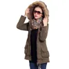 Fi Giacca invernale da donna Cappotto medio-lungo addensato Cappotto imbottito con cappuccio Slim Parka Giacca imbottita in cotone Soprabito 211221