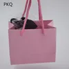 50pcs 3 sizes White Gift with handle Black/Brown Kraft paper bag for packaging Small Pink Jewelry Party Present 210323