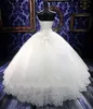 Dubai Arabische Kristallen Bownot Baljurk Trouwjurken Plus Size Strapless Sweep Trein Bruidsjurken Bling Luxe Kralen Pailletten
