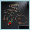 Bracelet, boucles d'oreilles collier ensembles de bijoux de Noël Père Noël arbre de Noël cloches Elk Bracelet bague 4 pièces/ensemble enfants femmes filles cadeau Drop Deliv