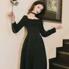Party Dres Long Elegant Black Lady Evening Korean Fashion High Waist Women's Clothing Autumn 210604