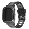 Apple Watch Case + Strap 44mm 40mm Serie 6 5 4 Se transparent sport med fodral för Iwatch 42mm 38mm TPU Clear Band