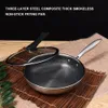 304 Stainless Steel Frying Pan 3-layer Temperature Non-stick Egg Steak Frying Pan Gas Induction Cooker Kitchen Tools Universal 210319