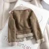 Ailegogo vinterkvinnor tjock varm vintage mocka lamm Bikerjacka kappa chic Sashes casual Loose Faux Leather Outwear Tops Female 220112