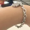 Braccialetti a catena con cuore rotondo da donna, catena in acciaio inossidabile a portata di mano, gioielli di moda, regalo di San Valentino per la fidanzata acc