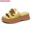Morazora Plus Rozmiar 34-42 Oryginalne skórzane kapcie Kobiety Buty łańcuchowe Platformy Buty Kobiet Mękie Moda Handmade Casual Shoe 210506