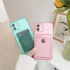 2021 Newesr Transparent Color Telefon Case with Card Slot dla iPhone 13 12 Mini 11 Pro Max X X XR 8 7 6S Plus Samsung S21 S20 DHL