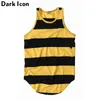 Icona scuro a strisce Hem Hip Hop Tank Top Top uomo estate prolungata lunga lunghezza uomo 3 colori