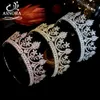 Asnora Luxury Wedding Hair Accessories Rose Gold and Golden Crowns, Bridal Tiaras i korony dla kobiet CZ Korona Ślubna Opaska X0625