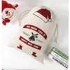 Новогодний подарок Санта-мешки персонализированные Большие Большие Санта-Клаус сумка изготовлена ​​на заказ Рождественские холст подарочные пакеты Drawstring хлопок Sant