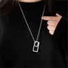 Collier pendentif carré creux Simple, collier géométrique en métal pour hommes et femmes, bijoux unisexe G1206