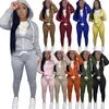 Kvinnor 2 Piece Tracksuit Outfits Långärmad Casual SweatSuits With Drawstring Pants Set