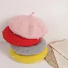 ベレー帽4-8歳の女の子パールかわいいベレット子供ビーニーファッション冬のウール暖かい画家帽子