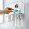 BAISPO Portaspazzolino ad adsorbimento magnetico Dispenser automatico di dentifricio Portaoggetti in plastica per montaggio a parete Accessori per il bagno 210322