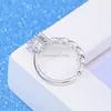 Zilver Verstelbare Diamant Solitaire Ring Holle Ketting Cubic Ziron Rings Band voor Dames Engagement Bruiloft Mode-sieraden Gift