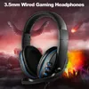 Casque de jeu filaire 3,5 mm sur casque d'oreille avec microphone pour ordinateur, tablette, ordinateur portable, téléphone intelligent