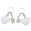 Sublimation romantique vierge Couple porte-clés pendentif transfert de chaleur en forme de coeur porte-clés bricolage saint valentin cadeau porte-clés