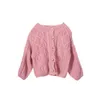 Flickor Tröja Baby's Coat Outwear 2021 Pink Beige Plus Velvet Tjockerad Varm Vinter Höst Stickning Cardigan Bomull Barnens Clo Y1024