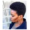 short kinky curl soft brazilian African American Pixie curly wigs Simulation Human Hair afro curly full wig for lady